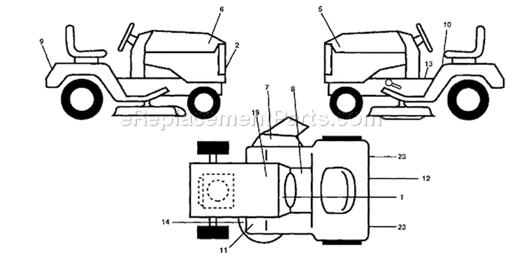 Page B Diagram and Parts List for 220 GTH  1997-12 Husqvarna Lawn Tractor