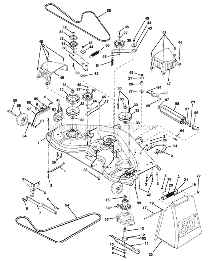 Page G Diagram and Parts List for 220 GTH  954140012B -1996-11 Husqvarna Lawn Tractor