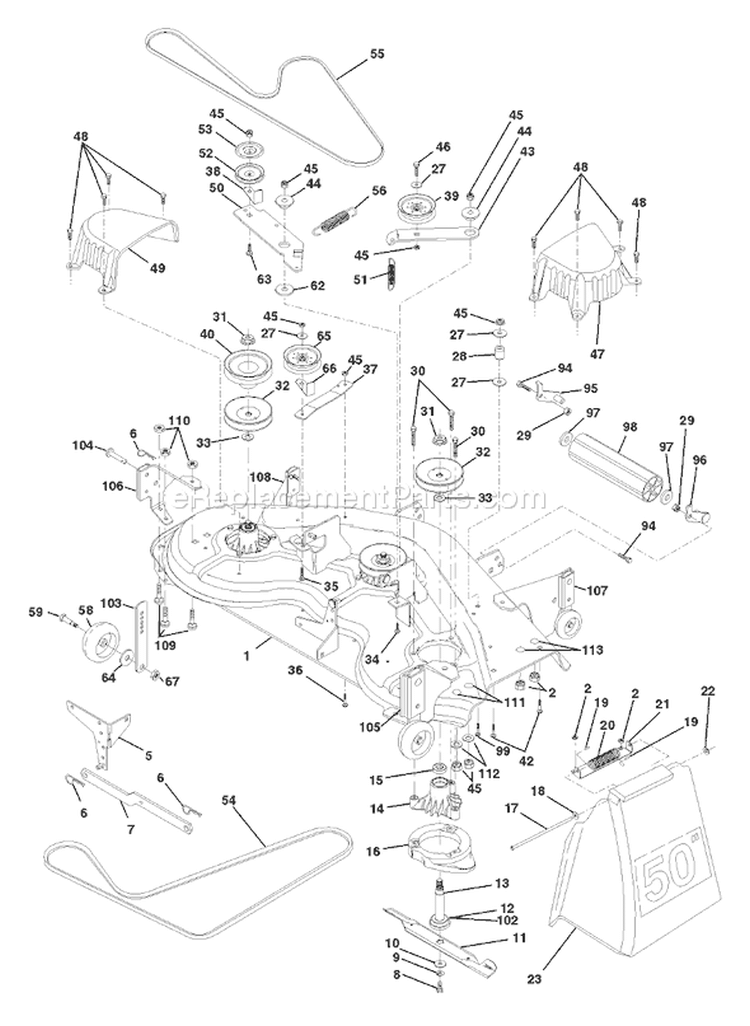 Page G Diagram and Parts List for 220 GTH  954140012C -1998-02 Husqvarna Lawn Tractor