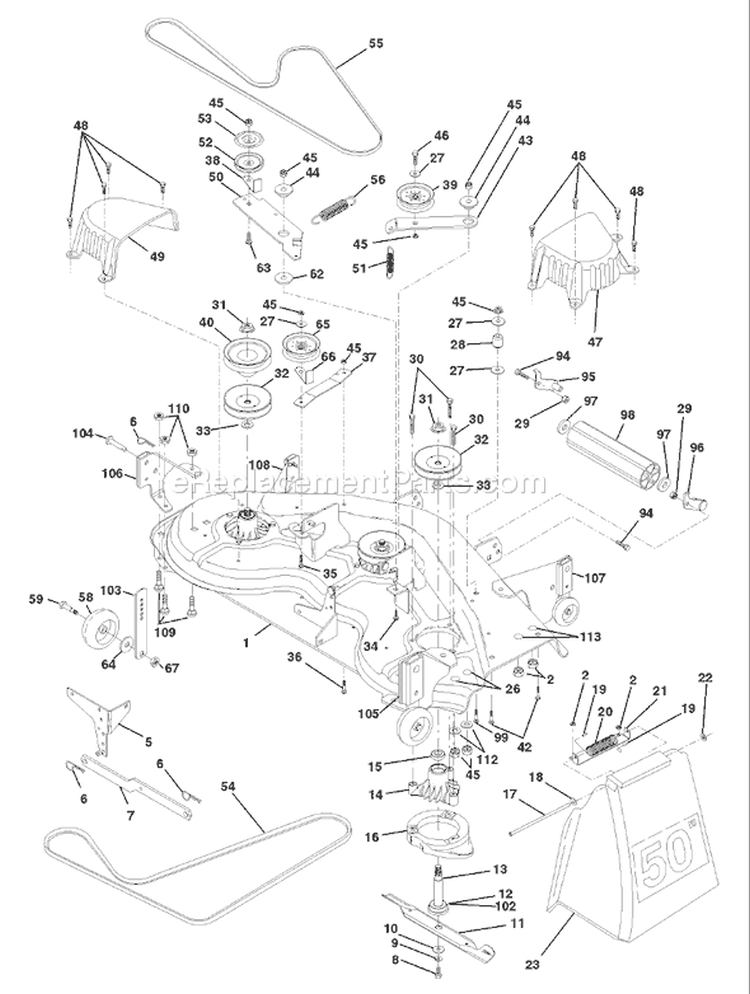 Page G Diagram and Parts List for 220 GTH  954140012D -1998-07 Husqvarna Lawn Tractor