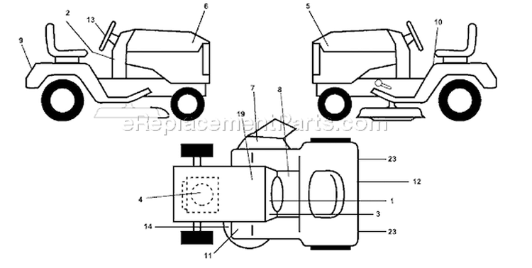 Page B Diagram and Parts List for 250 GTH  954140104A -1999-09 Husqvarna Lawn Tractor