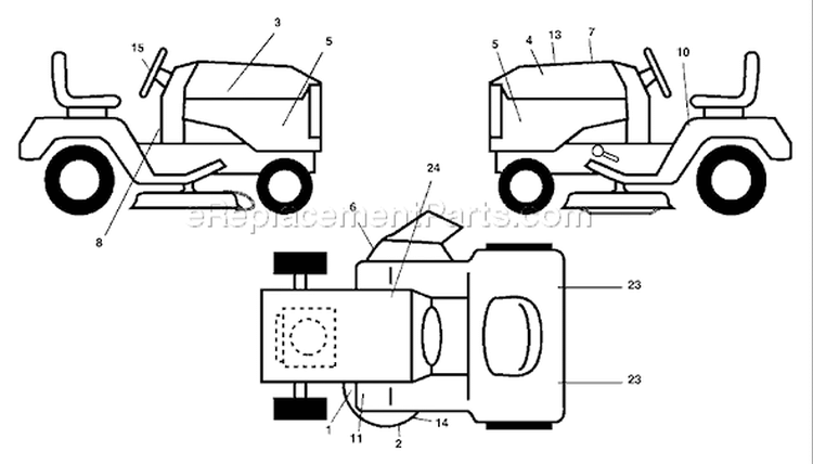 Page B Diagram and Parts List for 2548 GTH  LOGT25H48B -954572134 -2004-02 Husqvarna Lawn Tractor