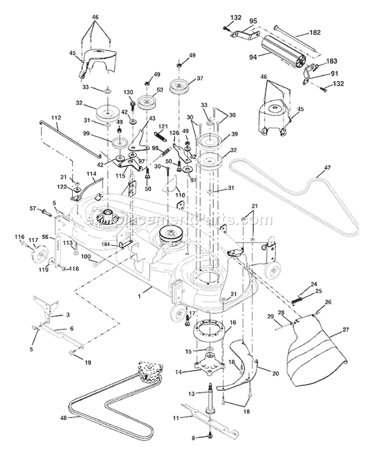 Page G Diagram and Parts List for 2548 GTH  LOGT25H48B -954572134 -2004-02 Husqvarna Lawn Tractor