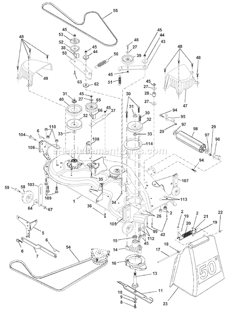 Page G Diagram and Parts List for 2550XPB GTH  954567116 -2001-02 Husqvarna Lawn Tractor