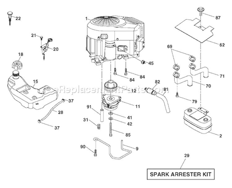 Page E Diagram and Parts List for 2654T GTH  96043001001 -2006-03 Husqvarna Lawn Tractor