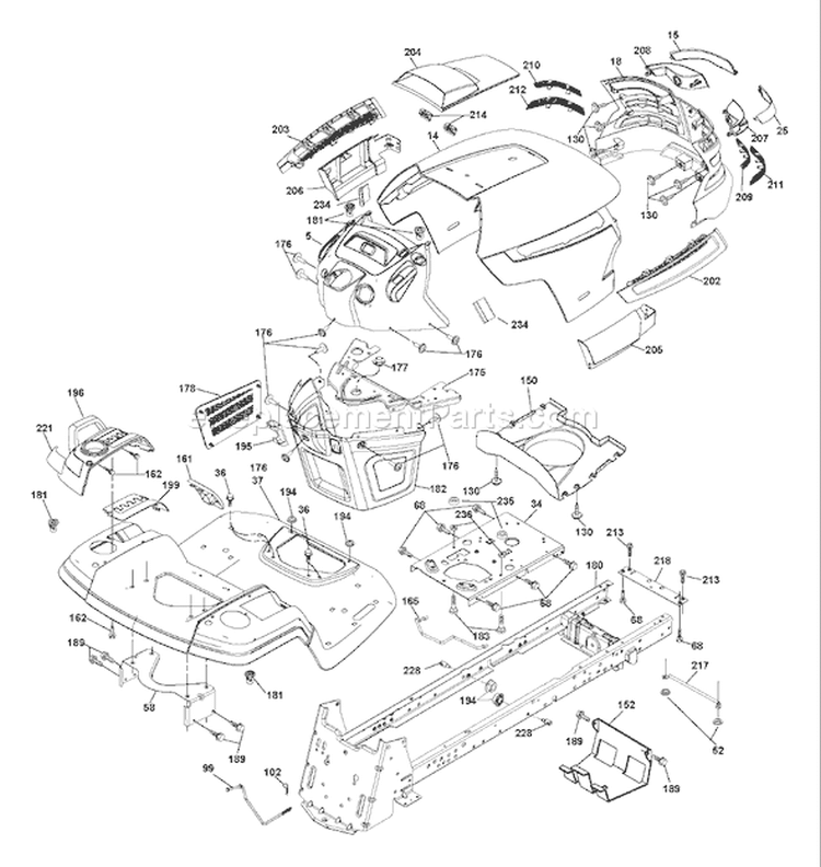 Page A Diagram and Parts List for 26K54 GTH  96043003100 -2006-11 Husqvarna Lawn Tractor
