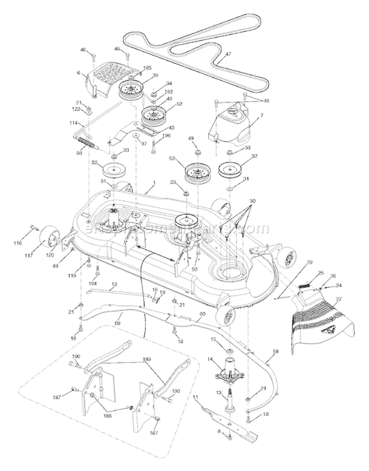 Page F Diagram and Parts List for 26K54 GTH  96043003100 -2006-11 Husqvarna Lawn Tractor