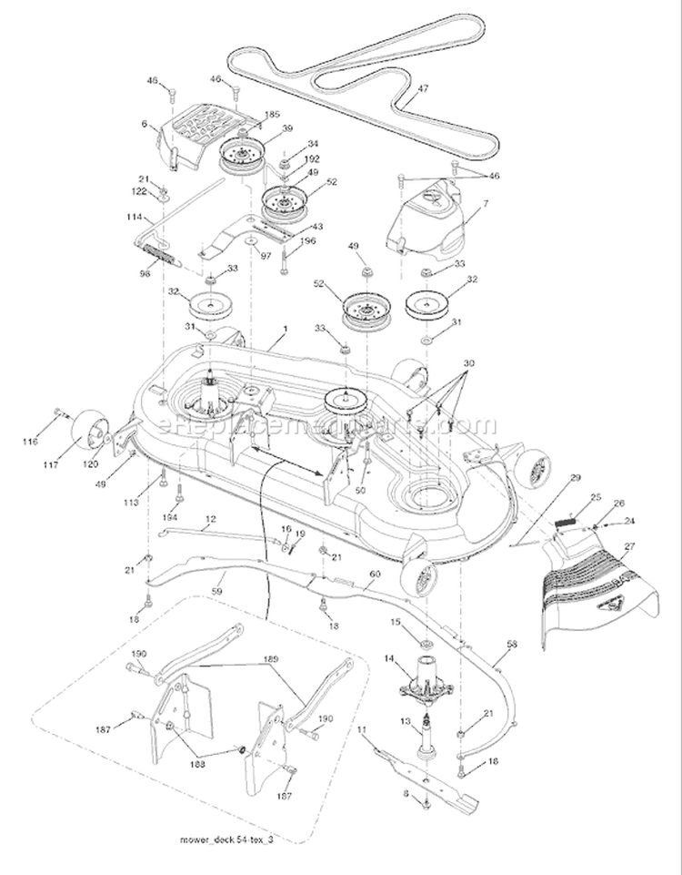 Page F Diagram and Parts List for 26K54T GTH  96043001101 -2006-03 Husqvarna Lawn Tractor