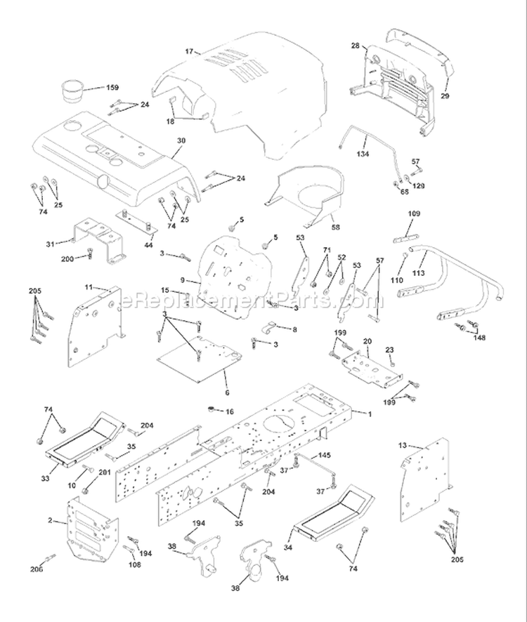 Page A Diagram and Parts List for 205 GTVH  954140102A -1999-10 Husqvarna Lawn Tractor