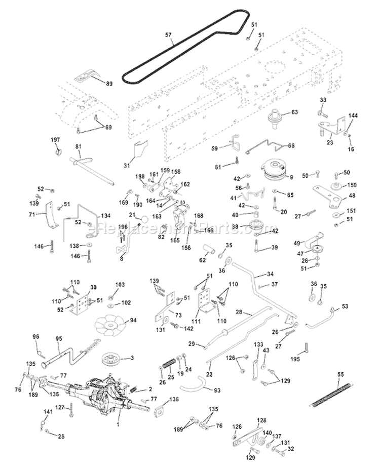 Page C Diagram and Parts List for 205 GTVH  954140102A -1999-10 Husqvarna Lawn Tractor