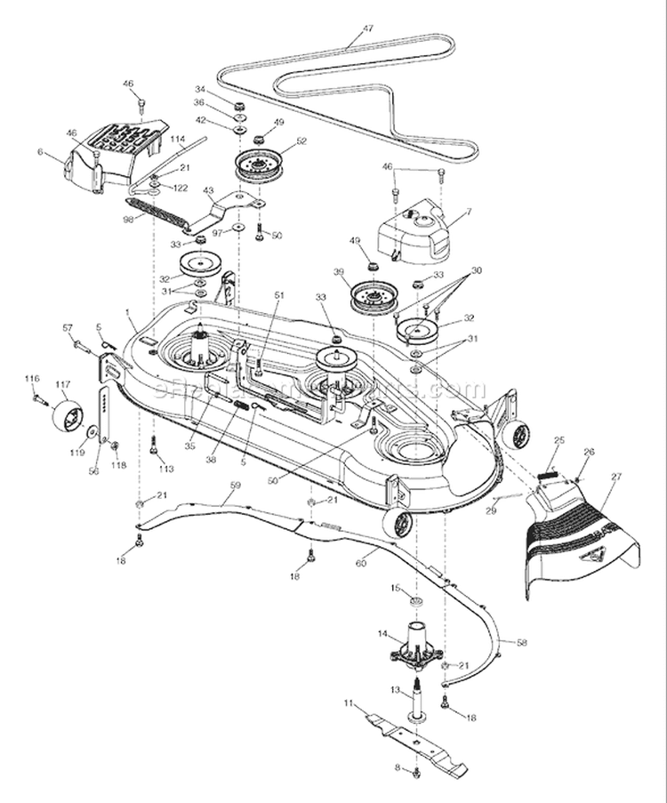 Page H Diagram and Parts List for GT2254 GT 2254 96025000200 -2005-05 Husqvarna Lawn Tractor