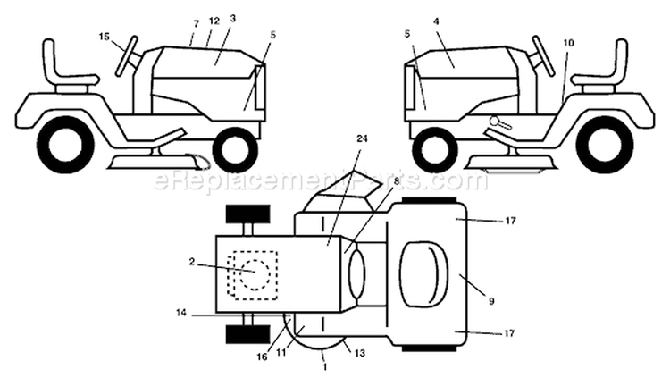 Page B Diagram and Parts List for GT2254 GT 2254 96025000201 -2005-05 Husqvarna Lawn Tractor