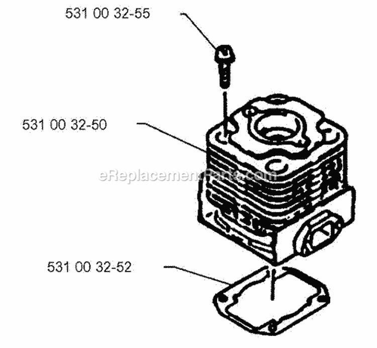 Cylinder Diagram and Parts List for H140B 1995-07 Husqvarna Leaf Blower / Vacuum