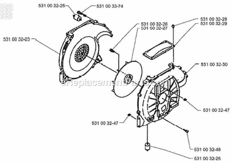 Fan Diagram and Parts List for H140B 1996-03 Husqvarna Leaf Blower / Vacuum
