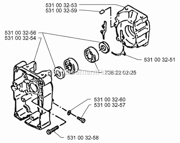 Crankcase Diagram and Parts List for H140B 1997-10 Husqvarna Leaf Blower / Vacuum