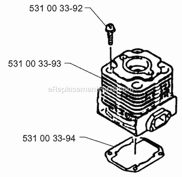 Cylinder Diagram and Parts List for H140B 1997-10 Husqvarna Leaf Blower / Vacuum