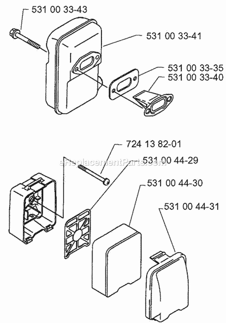 Muffler Diagram and Parts List for H140B 1997-10 Husqvarna Leaf Blower / Vacuum
