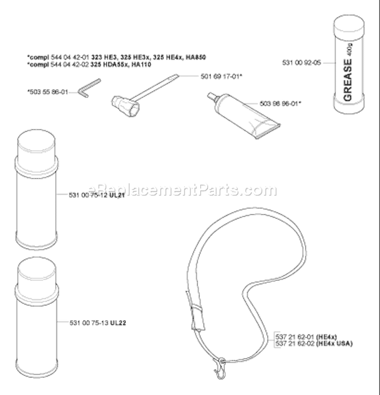 Page A Diagram and Parts List for HA850 HA 850 2005-10 Husqvarna Hedge Trimmer