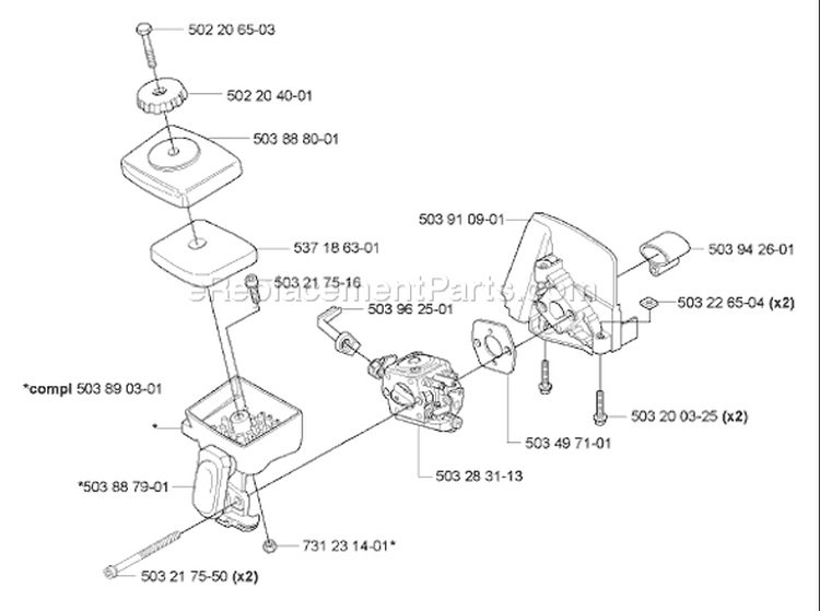 Page B Diagram and Parts List for HA850 HA 850 2005-10 Husqvarna Hedge Trimmer