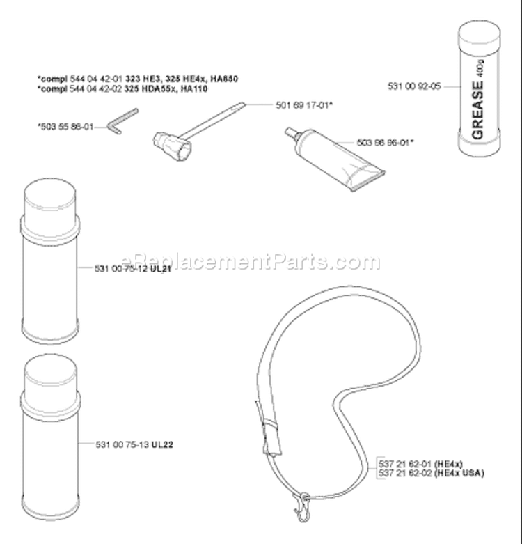 Page A Diagram and Parts List for HA850ATTACHMENT HA 850 Attachment 2005-09 Husqvarna Hedge Trimmer