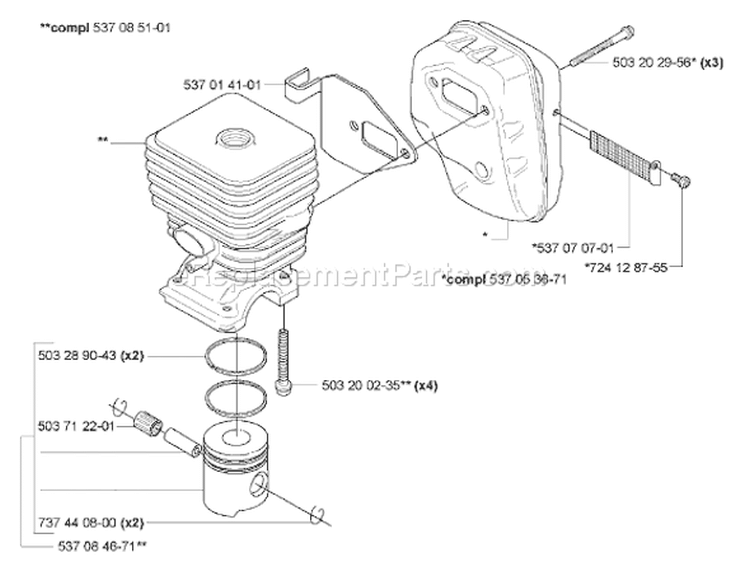 Page J Diagram and Parts List for 326 HE 3x 2005-10 Husqvarna Hedge Trimmer