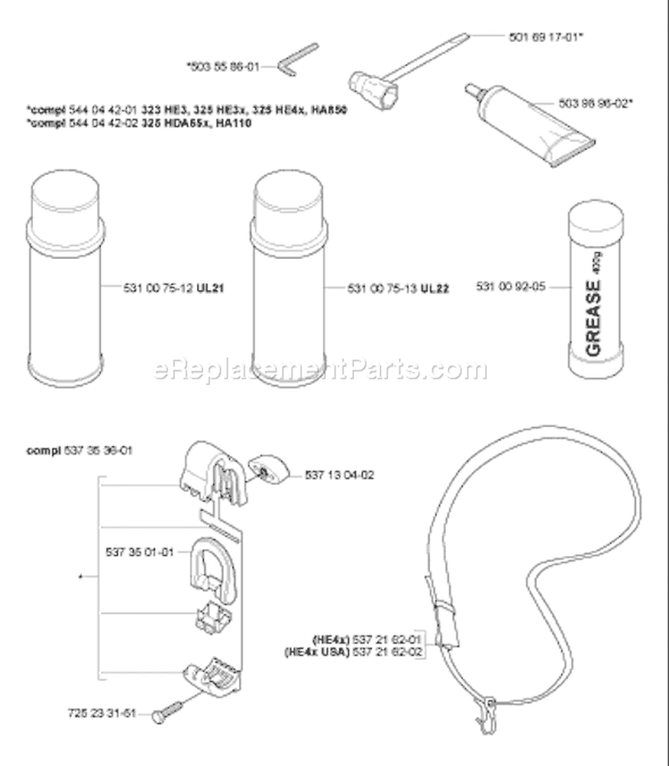Page A Diagram and Parts List for HA850ATTACHMENT HA 850 Attachment 2007-01 Husqvarna Hedge Trimmer