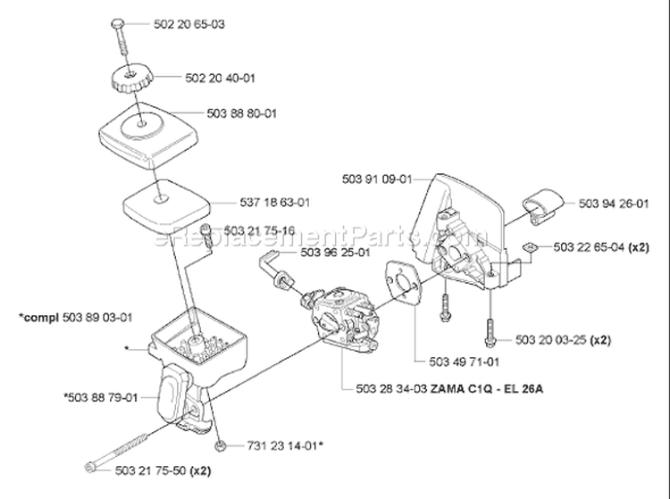Page B Diagram and Parts List for HA850ATTACHMENT HA 850 Attachment 2007-01 Husqvarna Hedge Trimmer