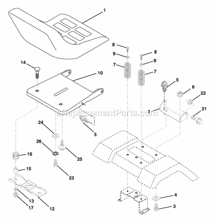 Page H Diagram and Parts List for HD13538 2005 Husqvarna Lawn Tractor