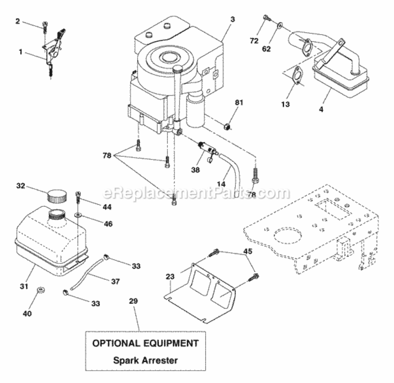 Page E Diagram and Parts List for HD13538 2006 Husqvarna Lawn Tractor
