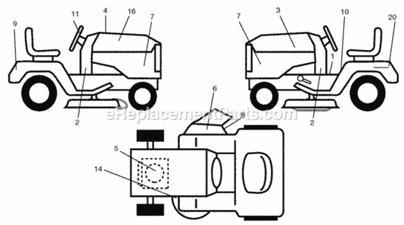 Page B Diagram and Parts List for HD17542 2006-02 Husqvarna Lawn Tractor