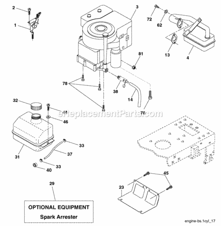 Page E Diagram and Parts List for HD17542 2006-02 Husqvarna Lawn Tractor