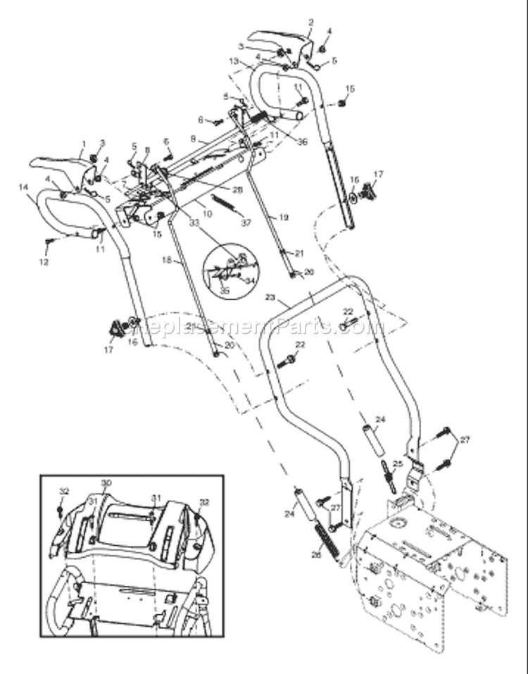 Page F Diagram and Parts List for 524STE 524 STE 2004-08 Husqvarna Snow Blower