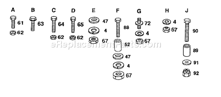 Page J Diagram and Parts List for HVGTK 180 AR 1990-03 Husqvarna Lawn Tractor