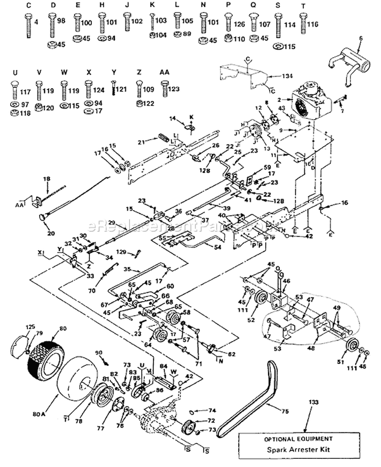 Page D Diagram and Parts List for HVGTK 180 AR 1990-03 Husqvarna Lawn Tractor