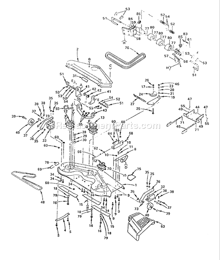 Page E Diagram and Parts List for HVGTK 180 AR 1990-03 Husqvarna Lawn Tractor