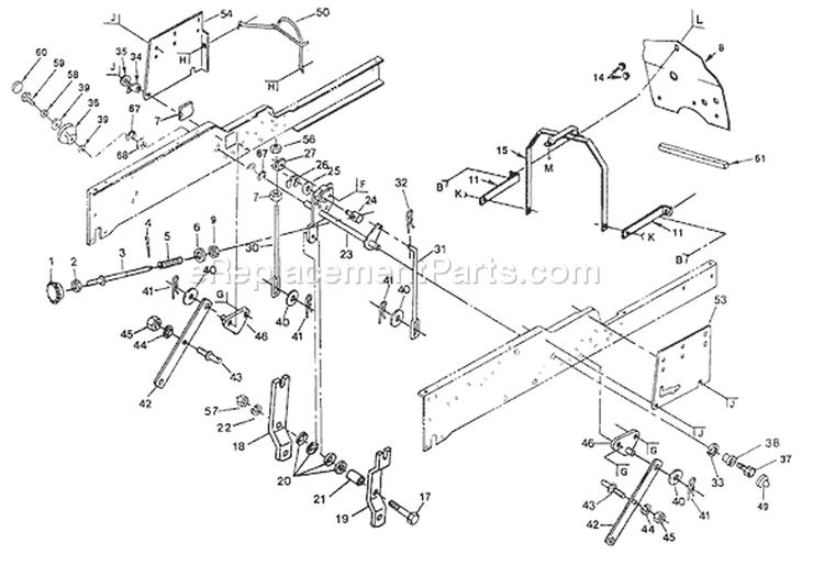 Page G Diagram and Parts List for HVGTK 180 AR 1990-03 Husqvarna Lawn Tractor