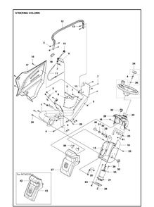 Steering Column Diagram and Parts List for P525  Husqvarna Lawn Mower