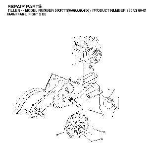 Mainframe, Right Side Diagram and Parts List for 500RTT (96093000100)(2004-11) Husqvarna Tiller