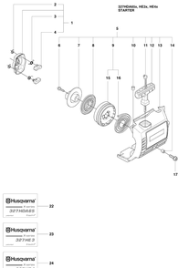 Starter 1 Diagram and Parts List for 327HE4X-SERIES (966976501)(2009-04) Husqvarna Hedge Trimmer