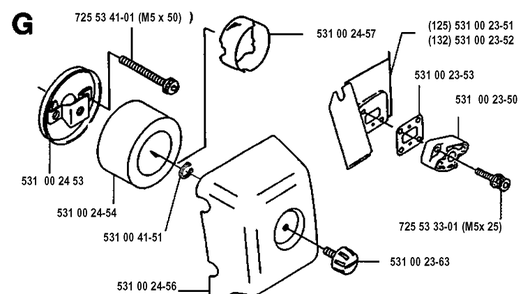 Air Filter Diagram and Parts List for 125L 19931400001-20053600000 Husqvarna Edger