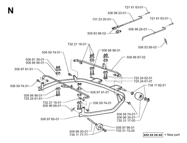 Protection Frame Diagram and Parts List for R11BIO 1999-04 Husqvarna Lawn Tractor