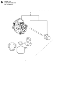 Carburetor Diagram and Parts List for 236  Husqvarna Chainsaw