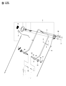 Handle Diagram and Parts List for LC48V (96697530200)(2011-01) Husqvarna Lawn Mower