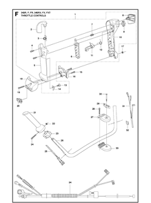 Throttle Controls Diagram and Parts List for 343F  Husqvarna Brush Cutter