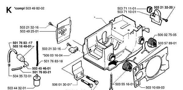 Part Location Diagram of 501768317 Husqvarna Fuel Hose