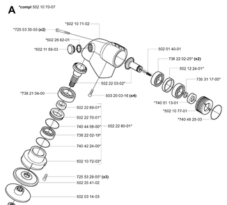 Bevel Gear Diagram and Parts List for 265RX  Husqvarna Brush Cutter