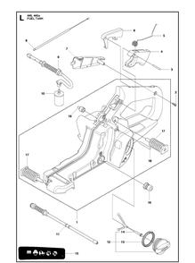 Fuel Tank Diagram and Parts List for 445 2011-07 Husqvarna Chainsaw