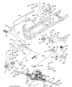 Drive Diagram and Parts List for YTH21K46 (96048000900)(2010-12) Husqvarna Lawn Tractor