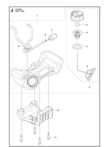 Fuel Tank Diagram and Parts List for 543RBK 20130500001-20182200000 Husqvarna Brush Cutter