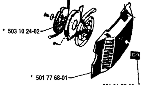 Starter Assembly  2 Diagram and Parts List for 61 1993-09 Husqvarna Chainsaw